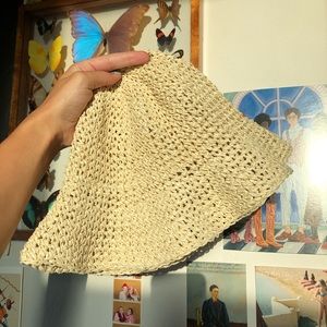 Woven crochet bucket hat